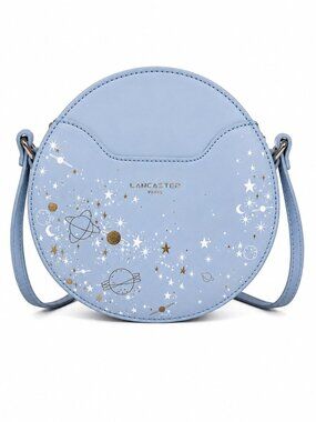 Lancaster Paris Celestial Round Crossbody Bag Blue Star Moon Planet Print